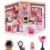Rolife Super Creator Pink Beauty Store, Kit Fai da Te in Miniatura per Casa delle Bambole con Luce, Kit di Mobili per Casa delle Bambole in Plastica Senza Colla, Kit di Costruzione in Miniatura per
