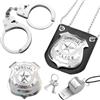 XRVRILE Set di manette per polizia in vero acciaio, manette per bambini, set di polizia per bambini, accessori per cosplay