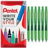 Pentel Energel X BL107 - Penne a sfera con inchiostro gel retrattile, punta da 0,7 mm, confezione da 6 pezzi, in confezione regalo (verde)