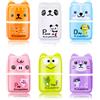ShanBye Gomme da Cancellare Carino Cartone Animato,6 Pcs Gomma da Cancellare a Forma di Animale Cartone Animato per Bambini con Custodia a Rullo da Barba per Feste per Bambini