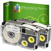 Printing Pleasure 2x Compatibile XR-12X Nero su Chiaro (12mm x 8m) Cassetta Nastro per Casio KL-60 70E 100 100E 120 200 200E 300 750 780 820 2000 7000 7200 7400 8100 8200 P1000 C500 L300