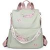 Generic Zaino in nylon ricamato Borsa con stampa floreale Borsa a tracolla singola da donna Zaino antifurto leggero per appuntamenti di viaggio per donne (Verde)