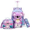 HTgroce Zaino Scuola Elementare Trolley Koala, Zaini Scuola Trolley per Snack Astuccio Zainetto Asilo