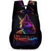 WECECE Zaino Scolastico Fox Print Ragazze 6-10 Anni Zainetto Animal Fox Scuola Primaria Ragazzi Cartella Scolastica Grande 43x32x15 cm per Regalo di Compleanno per Libri Quaderni