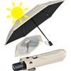 iX-brella Mini ombrello solare con accensione automatica con protezione UV e calore, Beige-nero, protezione dai raggi UV, dal calore, 92 cm, Ombrello tascabile automatico