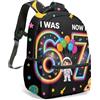 Generic Zaino da scuola con stampa anni '80 blu Lightning SIX 67 SEVEN, 40 cm, per ragazzi e ragazze, 14, L, Casual