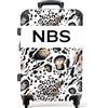 NoBoringSuitcases.com Valigia Personalizzabile, Rigida, Serratura TSA, Valigia Trolley Grande 23 kg (67cm - 72L) (Stampa di leopardo - Bianco)Grande
