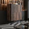 Dmora Credenza Gaby 40x118x89h cm Marrone Noce 4 Ripiani 8 Vani, Madia Apertura Battente