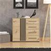 Dmora Credenza Fuhachi 93x40x82h cm Marrone Rovere Nodi 4 Cassetti un Ripiano, Madia Apertura Battente e Scorrevole