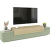 Dmora Mobile Porta TV Anacleto 240x45x51.5h cm Verde 3 Ripiani 4 Vani, 3 Ante