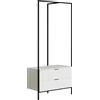 trendteam smart living - Jody - Appendiabiti con 2 pratici cassetti - Bianco opaco/nero - Appendiabiti compatto - 85 x 190 x 47 cm - Appendiabiti indipendente con struttura in metallo