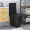 Vidaxl Vaso WC in Ceramica da Bagno Rotondo Base con Scarico Nero
