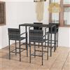 Vidaxl Set Bar da Giardino 5 pz in Polyrattan Grigio