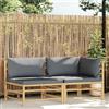 Vidaxl Set Divani da Giardino 2 pz con Cuscini Grigio Scuro in Bambù