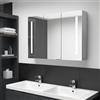 Vidaxl Armadietto Bagno con Specchio e LED Grigio Cemento 89x14x62 cm