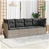 Vidaxl Set Divano da Giardino 4pz con Cuscini Grigio Chiaro Polyrattan