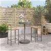 Vidaxl Set Bar Giardino 3pz Grigio Polyrattan e Legno Massello Acacia