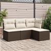Vidaxl Set Divano da Giardino 4 pz con Cuscini Marrone in Polyrattan