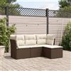 Vidaxl Set Divano da Giardino 4 pz con Cuscini Marrone in Polyrattan