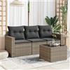 Vidaxl Set Divani da Giardino 4 pz con Cuscini in Polyrattan Grigio