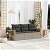 Vidaxl Set Divano da Giardino 3pz con Cuscini Grigio Chiaro Polyrattan
