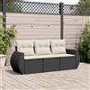 Vidaxl Set Divani da Giardino 3 pz con Cuscini in Polyrattan Nero