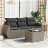 Vidaxl Set Divani da Giardino 4 pz con Cuscini in Polyrattan Grigio