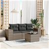 Vidaxl Set Divani da Giardino 4 pz con Cuscini in Polyrattan Grigio