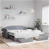 Vidaxl Divano Letto Estraibile Cassetti Grigio Chiaro 100x200 Tessuto