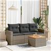 Vidaxl Set Divani da Giardino 4 pz con Cuscini in Polyrattan Grigio