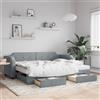 Vidaxl Divano Letto Estraibile Cassetti Grigio Chiaro 100x200 Tessuto