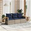Vidaxl Set Divani da Giardino 3 pz con Cuscini Grigio in Polyrattan