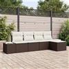 Vidaxl Set Divano da Giardino 5 pcs Marrone e Crema polyrattan