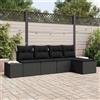 Vidaxl Set Divano da Giardino con cuscino 5 pcs Nero polyrattan