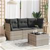 Vidaxl Set Divano da Giardino 4pz con Cuscini Grigio Chiaro Polyrattan