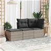 Vidaxl Set Divano da Giardino 3pz con Cuscini Grigio Chiaro Polyrattan