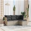 Vidaxl Set Divano da Giardino 4pz con Cuscini Grigio Chiaro Polyrattan