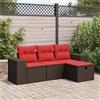 Vidaxl Set Divano da Giardino 4 pz con Cuscini Marrone in Polyrattan