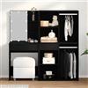 Vidaxl Set Tavolo da Trucco LED Rovere Nero 140 x 40 x 140 cm