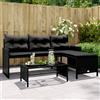 Vidaxl Divano da Giardino con Tavolo e Cuscini a L Nero in Polyrattan