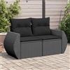 Vidaxl Divano da Giardino con Cuscini a 2 Posti Nero in Polyrattan