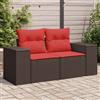 Vidaxl Divano da giardino con cuscini a 2 posti marrone in polyrattan