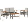 Vidaxl Set Divani da Giardino 4 pz con Cuscini in Polyrattan Grigio