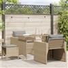 Vidaxl Set Divano da Giardino 4 pz con Cuscini Beige in Polyrattan