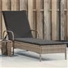 Vidaxl Lettino Prendisole con Ruote e Cuscino in Polyrattan Grigio