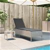 Vidaxl Lettino con Tavolo e Cuscino Grigio Chiaro in Polyrattan