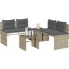 Vidaxl Set Divano da Giardino 4pz con Cuscini Grigio Chiaro Polyrattan