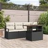 Vidaxl Set Divano da Giardino con cuscino 5 pcs Nero e crema