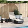 Vidaxl Lettino Prendisole con Ruote e Cuscino in Polyrattan Nero