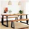 Vidaxl Tavolo da Pranzo Bordi Vivi 200x90x75 cm Legno Massello Acacia